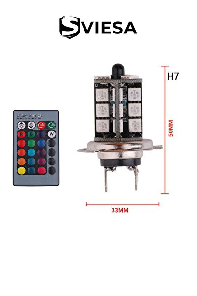 Sviesa Uzaktan kumandalı renkli sis farı H7 çakarlı LED araba Ampulleri Far A...