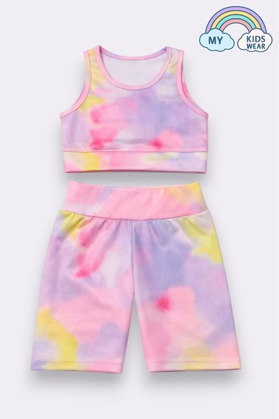 My Kids Wear Girl's Multi-Purpose Tie-Dye Patterned Swimsuit & Sports Set 12432