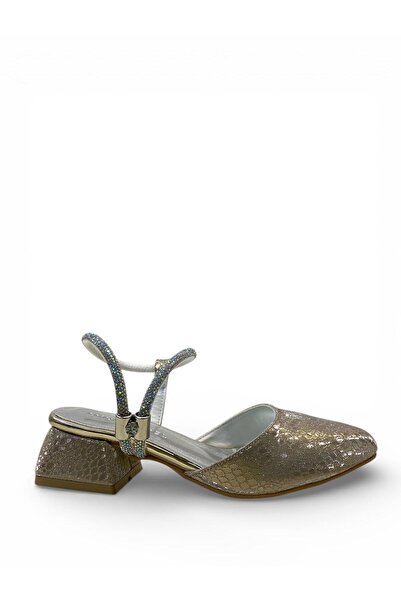 Tuğba Ortopedi 89 Pantofi de seară cu toc auriu pentru fete