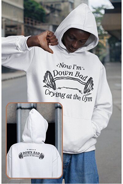 Fuddy Moda سويت شيرت للجنسين قصة فضفاضة Now I'm Down Bad Crying At The Gym En...