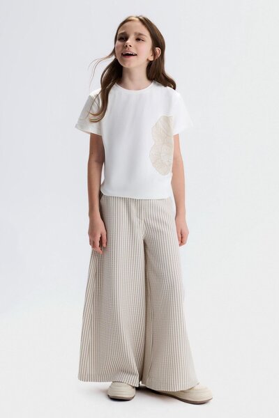 NK Oyster T tricou pentru fete 8-14 ani Ecru-Vizon