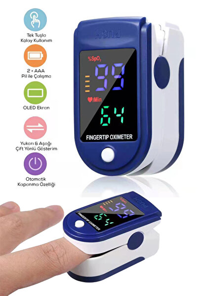 indirimsevinci Parmak Tipi Oksimetre Nabız Ölçer Spo2 Kan Oksijen Ölçüm Cihaz...