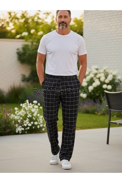 RENK YAPI RÜYASI Men's Plaid Pattern Lycra Cotton Pocket Straight Leg Bottom ...