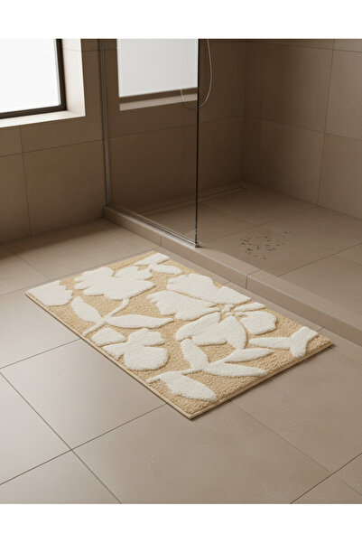 REDTAG Beige Floral Tufted Bathmat 50 × 80 cm