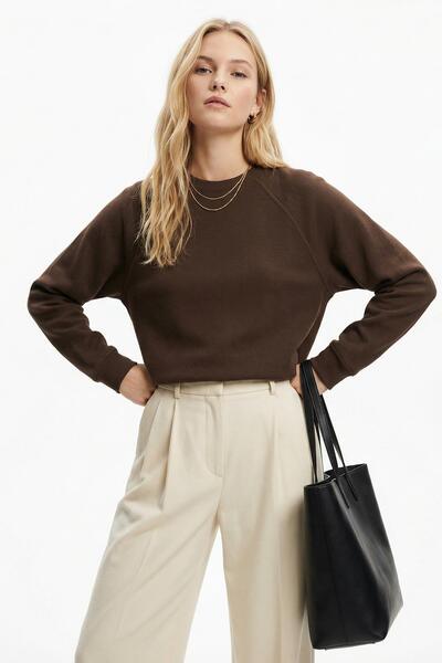 Rays Crew Neck Sweater Brown 8271A