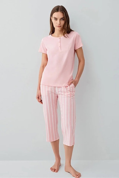 YUYİ Plerre Cardln Modal Cotton Short Sleeve Women's Capri Pajama Set 9151