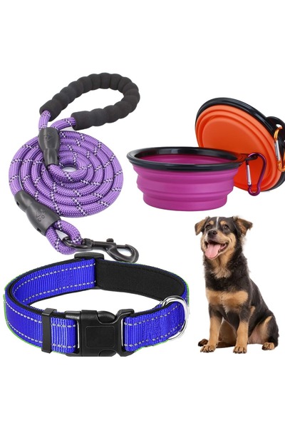 Fish & Paws Set complet pentru plimbarea cainelui Lesa rezistenta, zgarda reg...