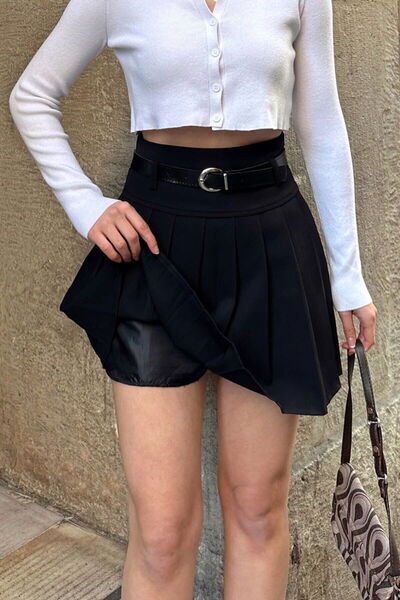 Bak'ap Premium Belted Pleated Mini Skirt Derry
