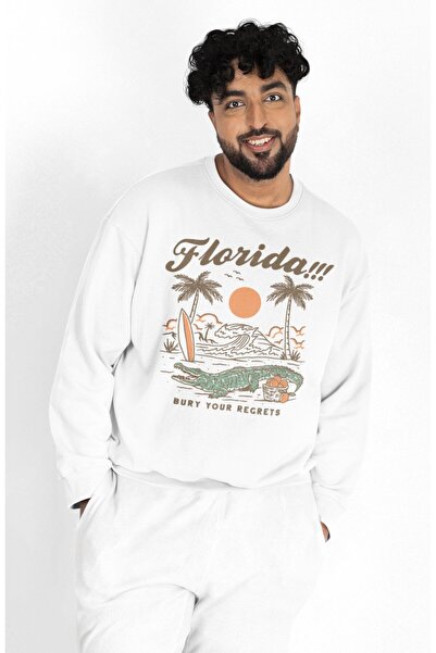 Fuddy Moda سويت شيرت بدون قلنسوة للجنسين قصة فضفاضة تايلور سويفت فلوريدا مطبوع