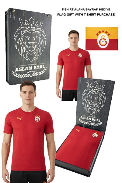 Galatasaray Γνήσιο μπλουζάκι προπόνησης με άδεια χρήσης με κόκκινο λαιμόκοψη ...