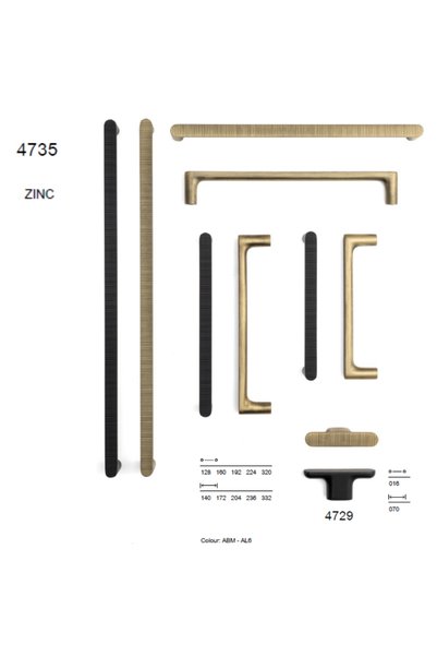 System 4735 Modern Tırtıklı Kulp Antik Renk 128 mm (iki delik arası mesafe)