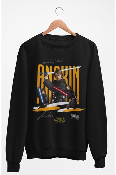 Fuddy Moda Unisex Oversize Starwars Anakin Baskılı Kapüşonsuz Bisiklet Yaka S...