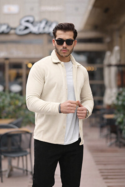 comstar Muška Osnovni majica dugih rukava, uska Pamuk komada, ecru Flis