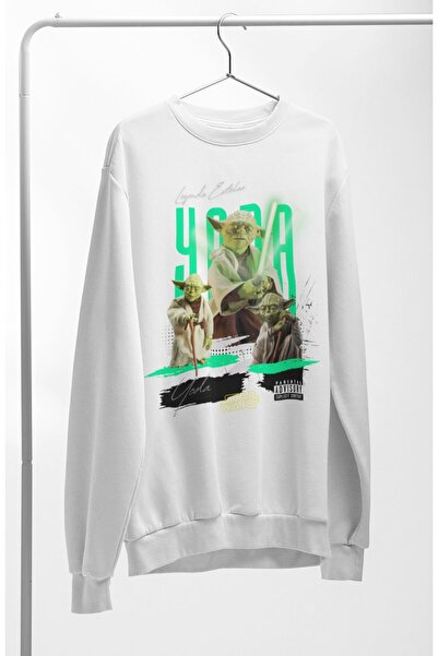 Fuddy Moda Unisex Oversized Starwars Yoda Printed Hoodless Crew Neck Sweatshirt