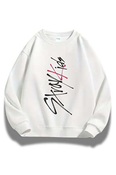 Fuddy Moda Swea unisex oversize Stray Kids cu imprimeu vertical, cu gâtul tip...