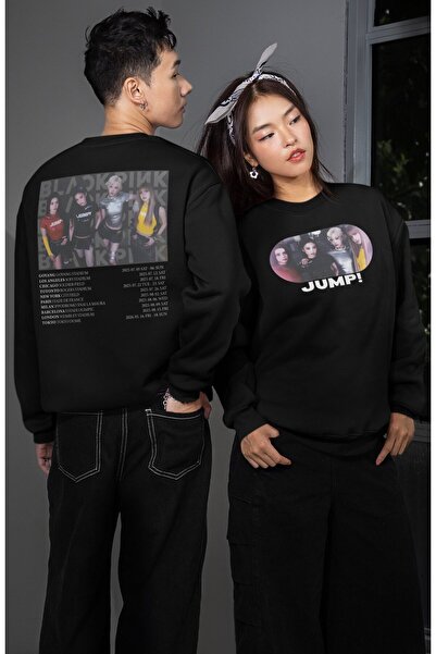 Fuddy Moda سويت شيرت قصة فضفاضة بلاك بينك جامب مطبوع بدون أكمام للجنسين