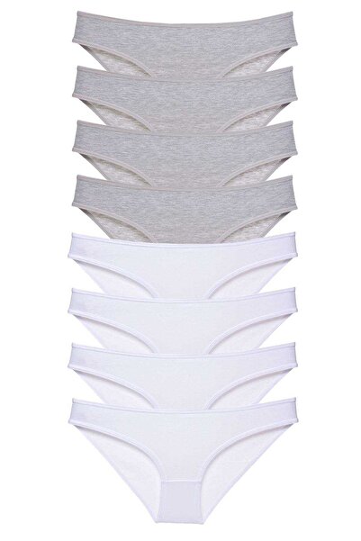 Generic Brand 8 Piece Super Eco Set Lycra Women's Slip Panties Gray White Mar...