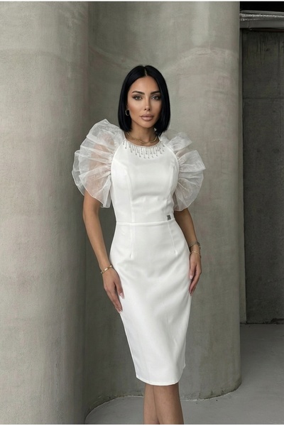 ALFUDO Moda Collection Tulle Detailed Crystal Stone Evening Dress Graduation ...