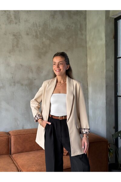 Bak'ap Преміум трендовий блейзер з леопардовою підкладкою та шалевим коміром