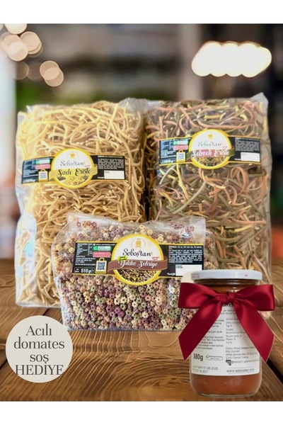 Seboş’tan 3 Lü makarna paketi ( sade erişte sebzeli erişte yıldız şehriye)