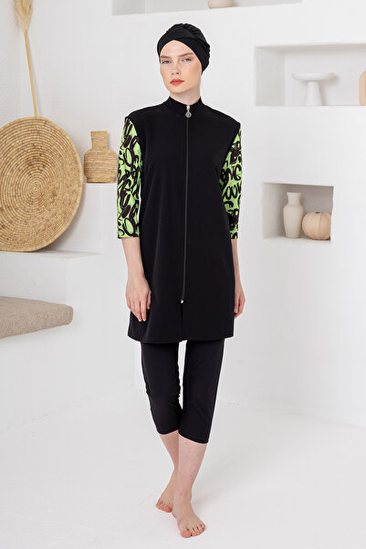 Adasea Karet Stretch Fabric Long Sleeve Hijab Swimsuit 1602