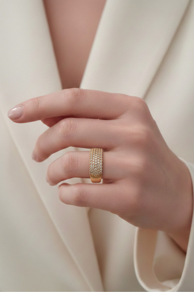 Süspüs Accessories Gold color zircon stone ring