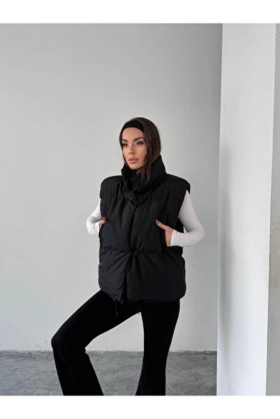 mydukkan.co Buttoned Side Pocket Detail Puffer Vest