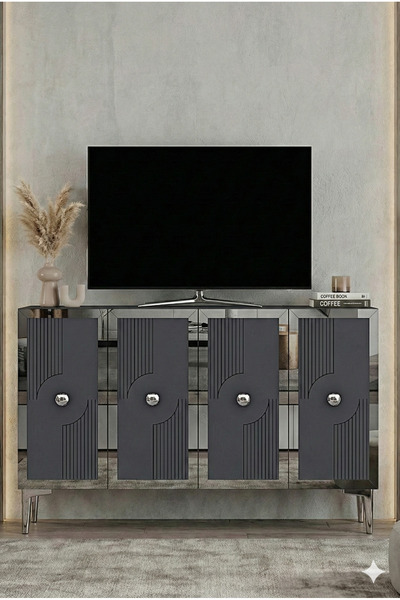 CENEYRA KA1216AS PEGA120 KONSOL, KAHVE KÖŞESİ ve TV SEHPASI ANTRASİT-SILVER 1...