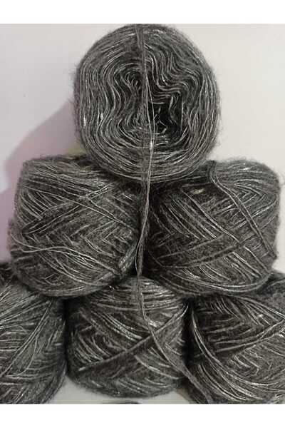 İPEK YÜN İPLİK DÜNYASI Angora Knitting Yarn 2 Ply (Dark Grey) Glitter Silver,...
