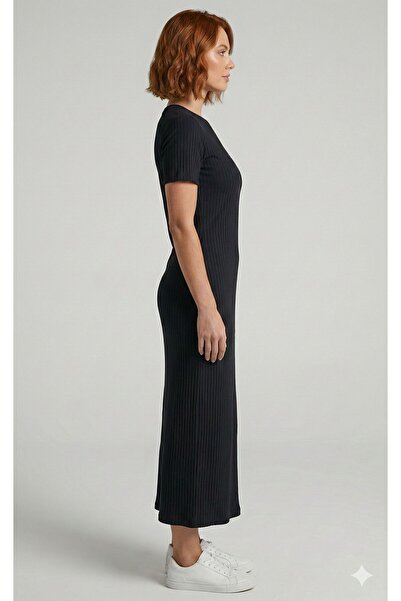 sufyy Short Sleeve Corded Fabric Dress