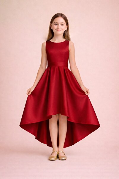 SUNEH Kız Çocuk Abiye Elbise – Asimetrik Kesim, Mezuniyet & Düğün Elbisesi