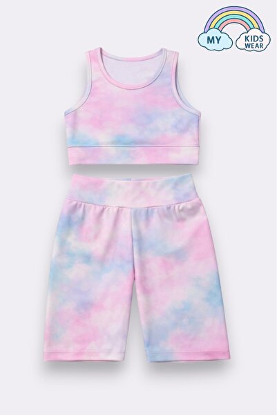 My Kids Wear Girl's Multi-Purpose Tie-Dye Patterned Swimsuit & Sports Set 12436