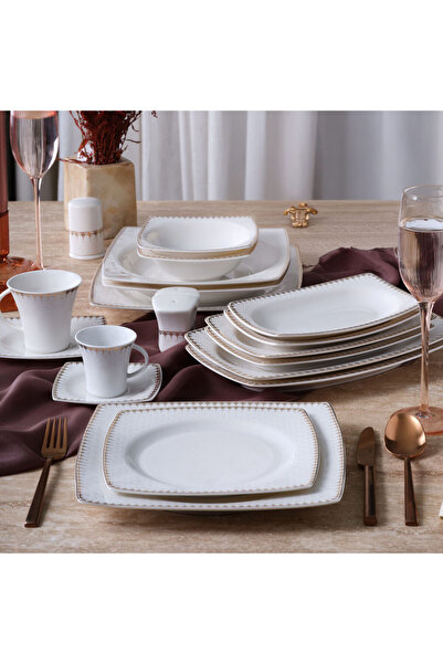 Güral Porselen Caroline 54 Parça 12 Kişilik Kare Yemek Takımı 6567