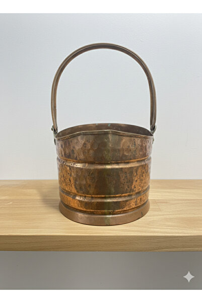 çiçek rengi dekor Antika Dövme El Yapımı Bakır Tek Kulplu Kova