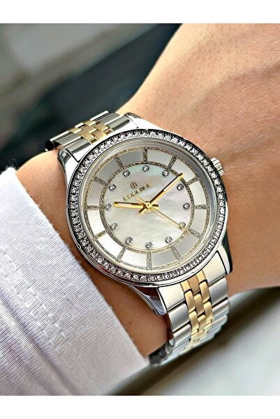 Essence Special Design Silver-Gold Color Steel Cord Women Wristwatch Es6542Mr