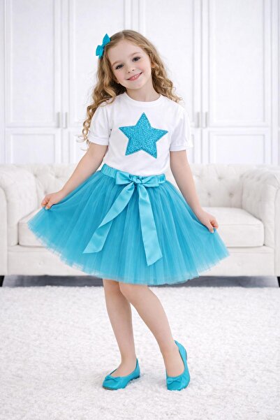 Kuraff Giyim 23 April Girl's Printed T-Shirt & Tutu Skirt Set