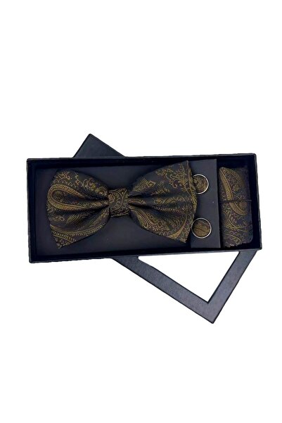 velve Set 3 piese Elegant , pentru barbati, papion, butoni si batista din sto...