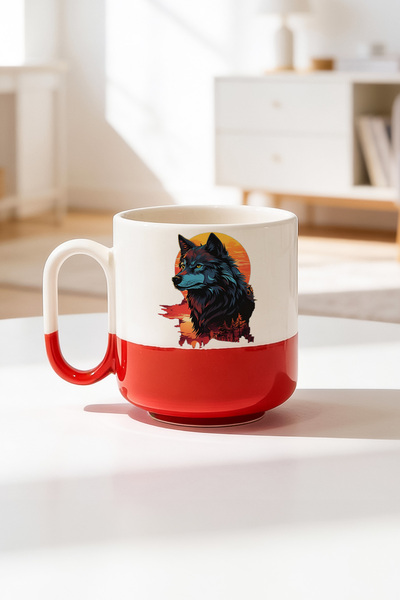BB TRADE Colorful Wolf Design Ceramic Printed Pro Mug Cup 330ml