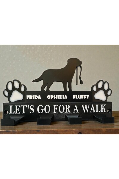 KUNDUZ AHŞAP TASARIM ATÖLYESİ Kişiye Özel İsimli Köpek Tasması Askılığı – Let...