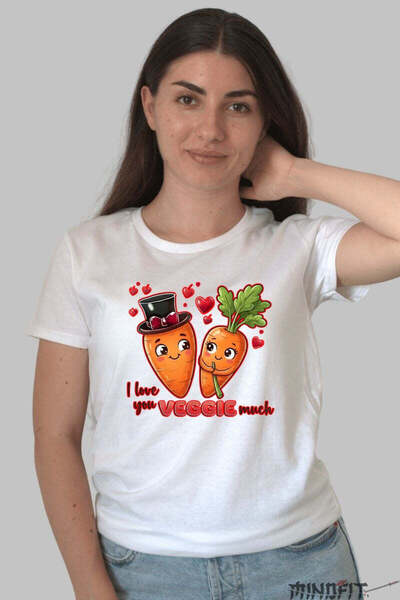GILDAN Tricou Valentine S Day Cuplu I Love You Veggie Much Dama