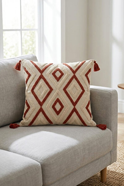 Mokita Home Ethnic Patterned Tuft Woven Throw Pillow Cover - Tile Aztec Motif...