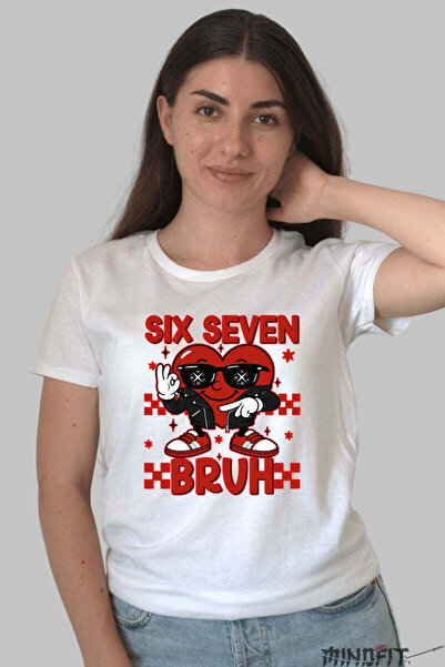 GILDAN Tricou Streetwear Heart Six Seven Bruh Atitudine Fresh Dama