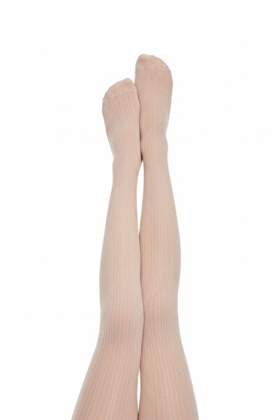 Penti Children's Powder Curved Line Striped Patterned Thick Mousse Pantyhose