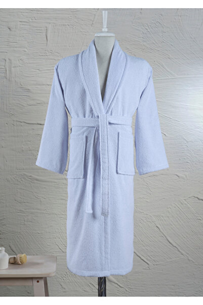 Ellaline Halat de baie albastru deschis 100% bumbac certificat cu guler șal H...