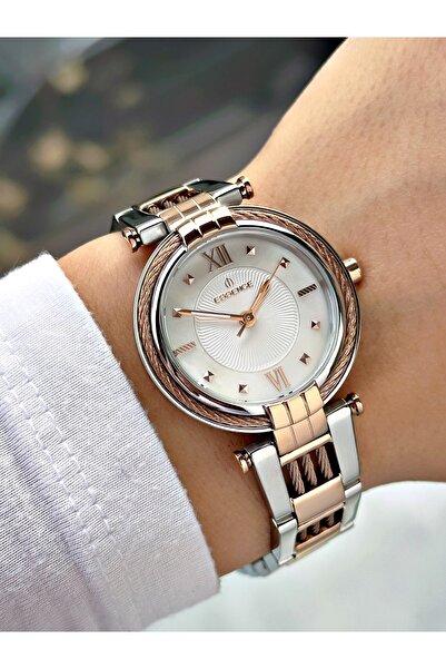 Essence Special Design Silver-Copper Color Steel Band Women Wristwatch Es6680...