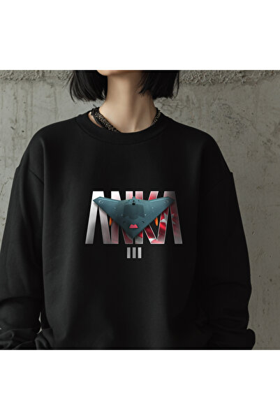 Crea Eymer Wear سويت شيرت أنكا 3 ميوس بتصميم ياقة الدراجة - أسود