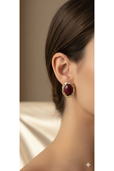 Serra أقراط نسائية عتيقة من النحاس باللون الذهبي والبرغندي من موديلات المجوهرات