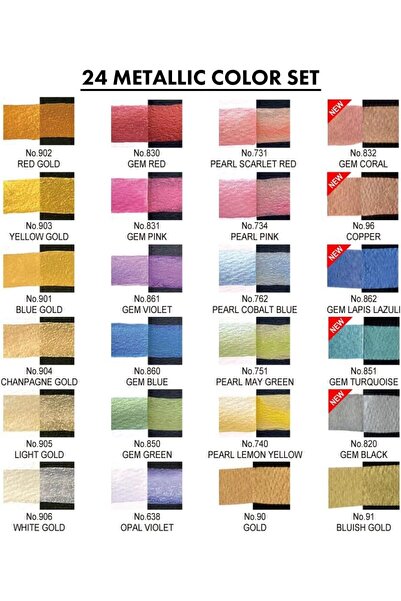 ZİG KURETAKE GANSAİ Tambi Profesyonel Japon Sulu Boya 24 Renk Metallic color