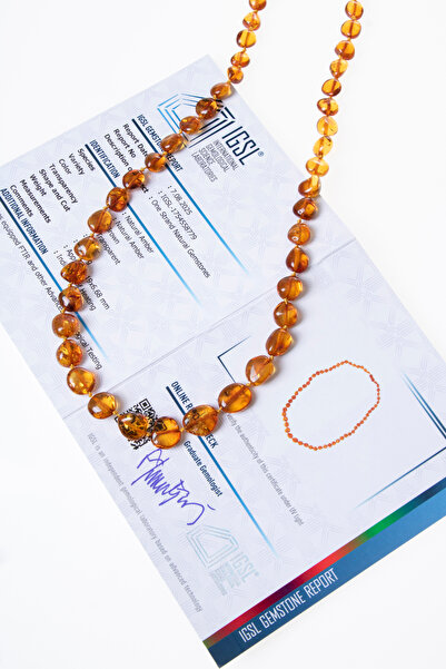 OSMANLI DOĞAL TAŞ Certified Amber Necklace 3 (S.K:308)