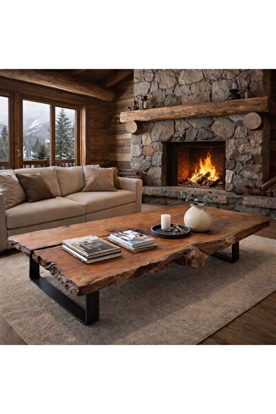 ab ahşap Masif Doğal Kenarlı Orta Sehpa